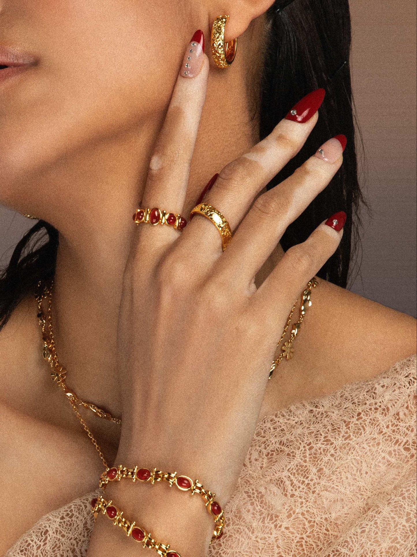 Carnelian Stone Band Ring