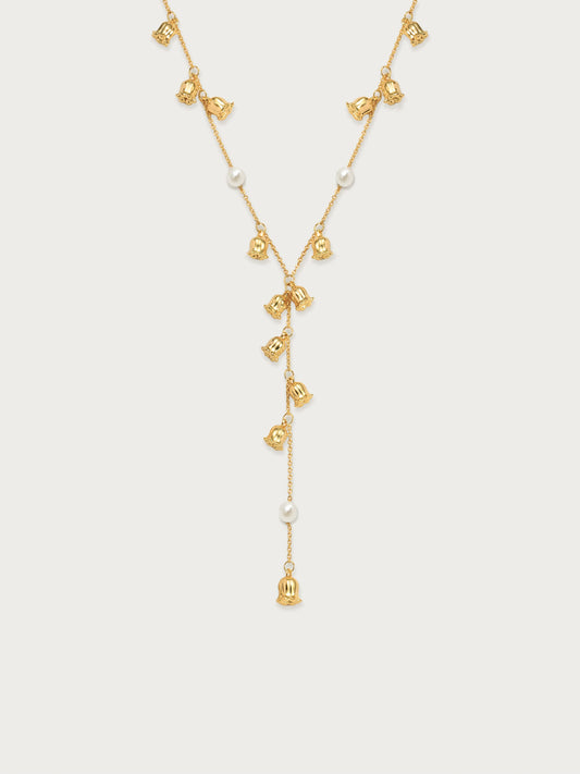 Lily of the Valley Pearl Lariat Necklace