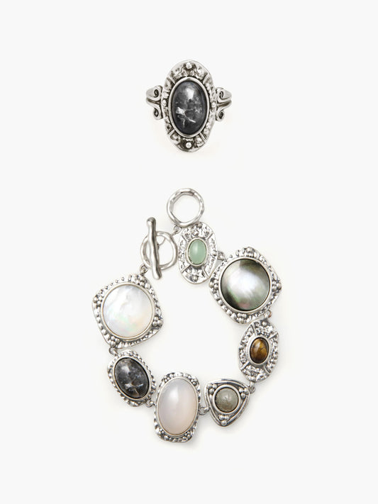 Silver Athena Bracelet and Ring Set