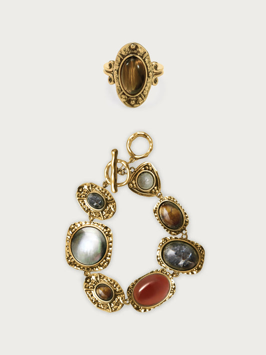 Gold Athena Bracelet and Ring Set