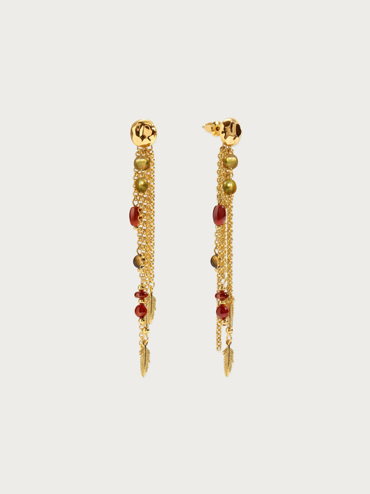 Golden Hush Beaded Tassel Earrings