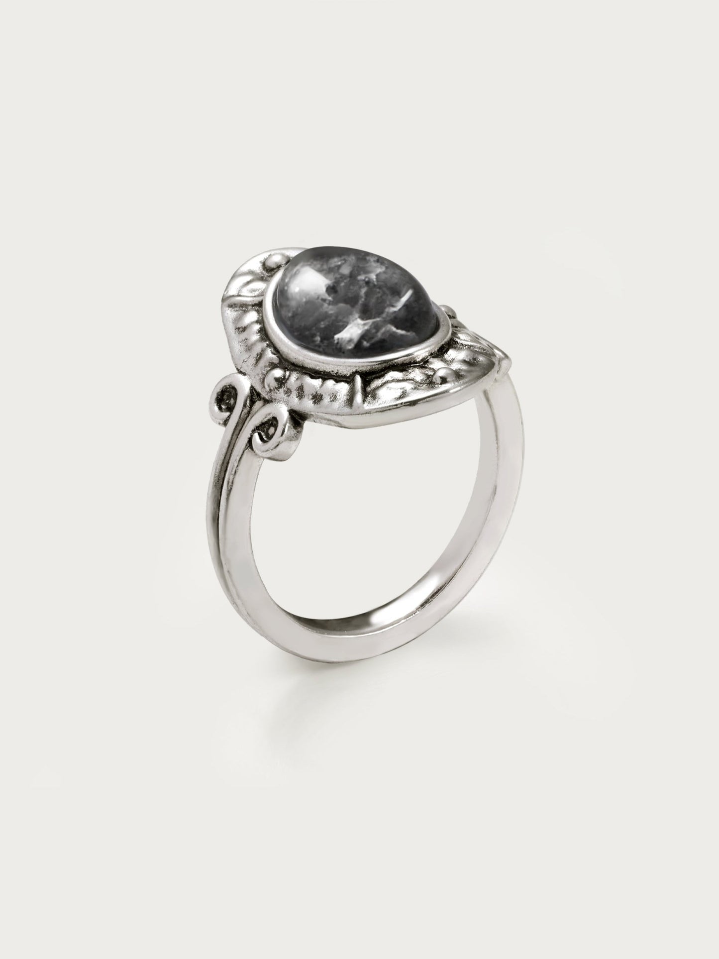 Lunar Veil Moss Agate Ring