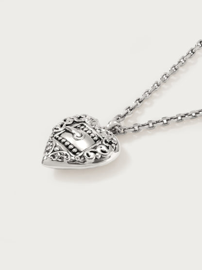 Belted Heart Necklace in Silver