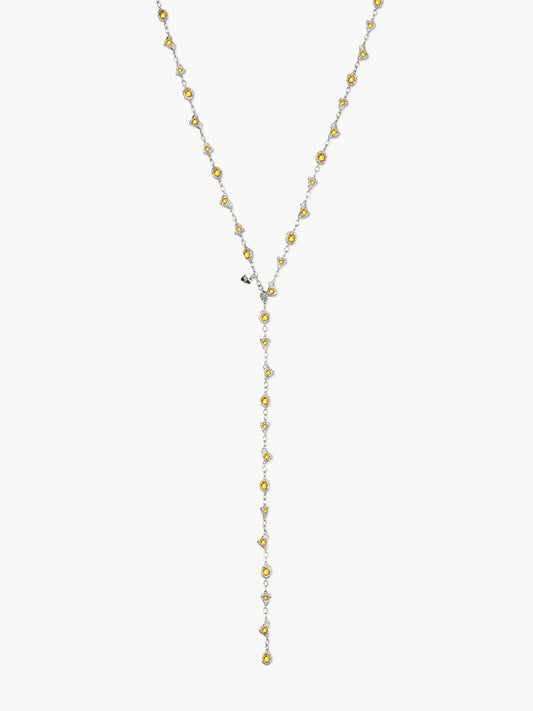 Lemon Crystal Long Chain in Silver