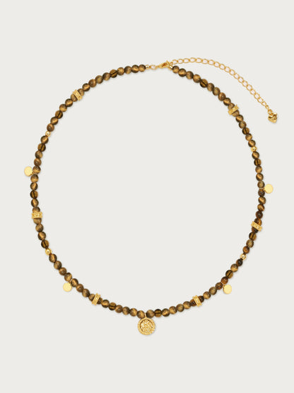 Tiger's Eye Petite Coin Necklace