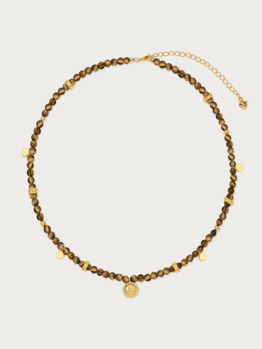 Tiger's Eye Petite Coin Necklace