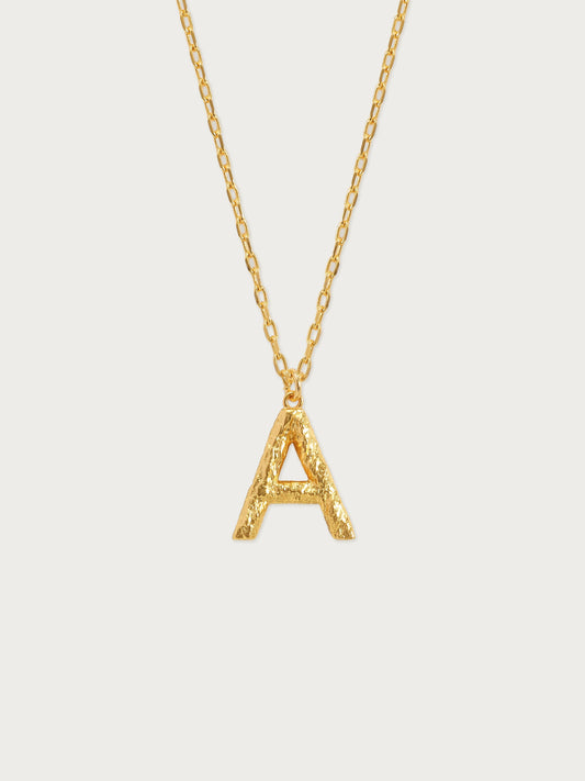 Textured Initial Letter Necklace