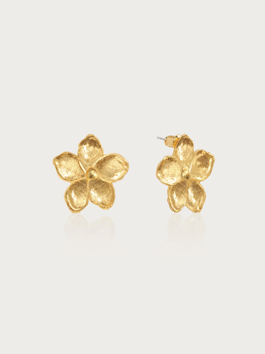 Gold Textured Floral Earrings