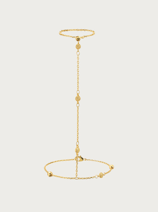 Golden Hojas Coin Hand Chain Bracelet