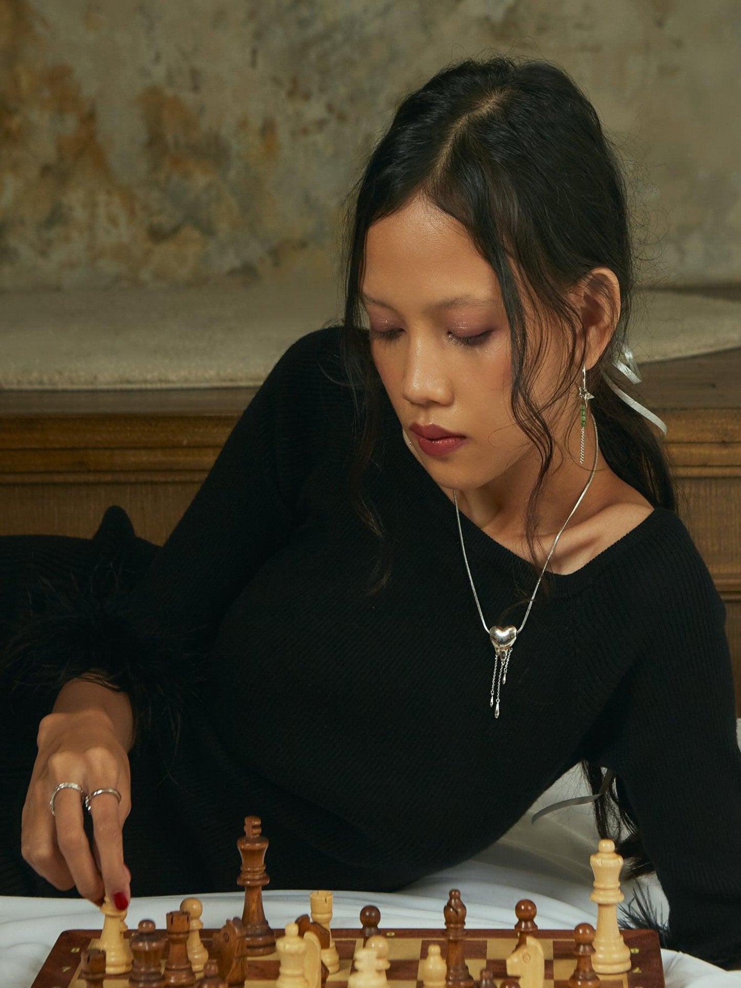 Venom’s Golden Drip Heart Necklace in Silver